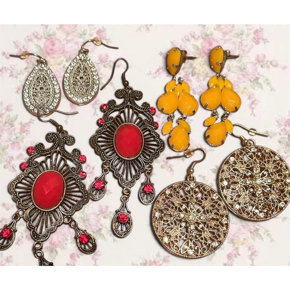 Lot of 4 pairs of Dangle Pierced Earrings